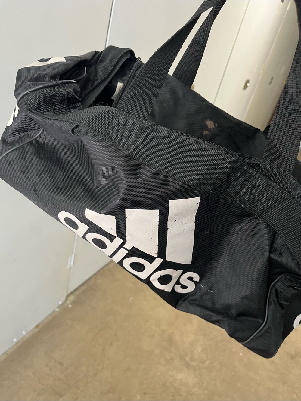 adidas Black Duffel Bag with White Logo
